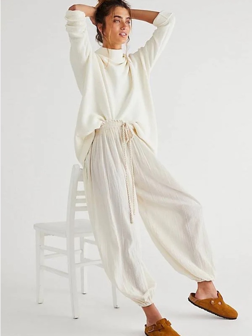 Free People slouchy Ottoman tunic white